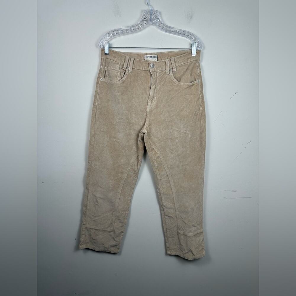 Free People Risk Taker Pants Women 31 Tan Excellent Corduroy High Rise Straight